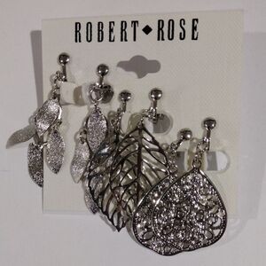 Robert Rose Silver tone Set of 3 Clip-on Earrings - Women's Fashion Jewelry
